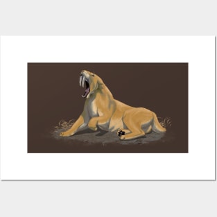 Yawning Smilodon Fatalis Posters and Art